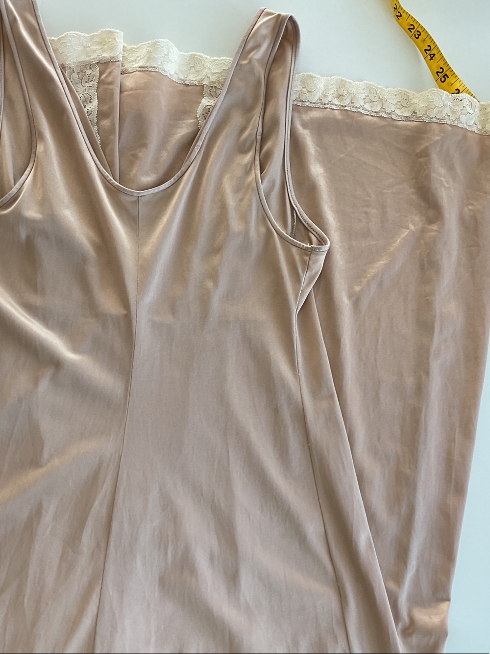 Vintage Texsheen Blush Lace-Trim Maxi Dress | small - Picture 16 of 16